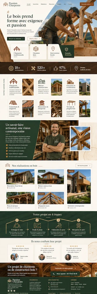 Exemple de site pour artisan du bois — réalisation 1