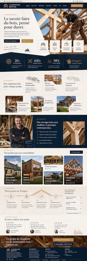 Exemple de site pour artisan du bois — réalisation 3